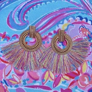 Gold & Multi colored fringe earrings!